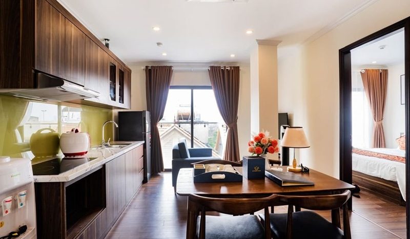 Serviced apartment with 02 beds